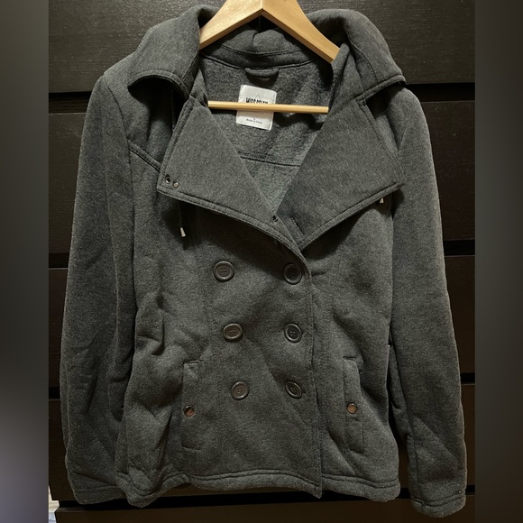 Soft Shell Double-Breasted Pea Coat Sweater - Picture 1 of 6